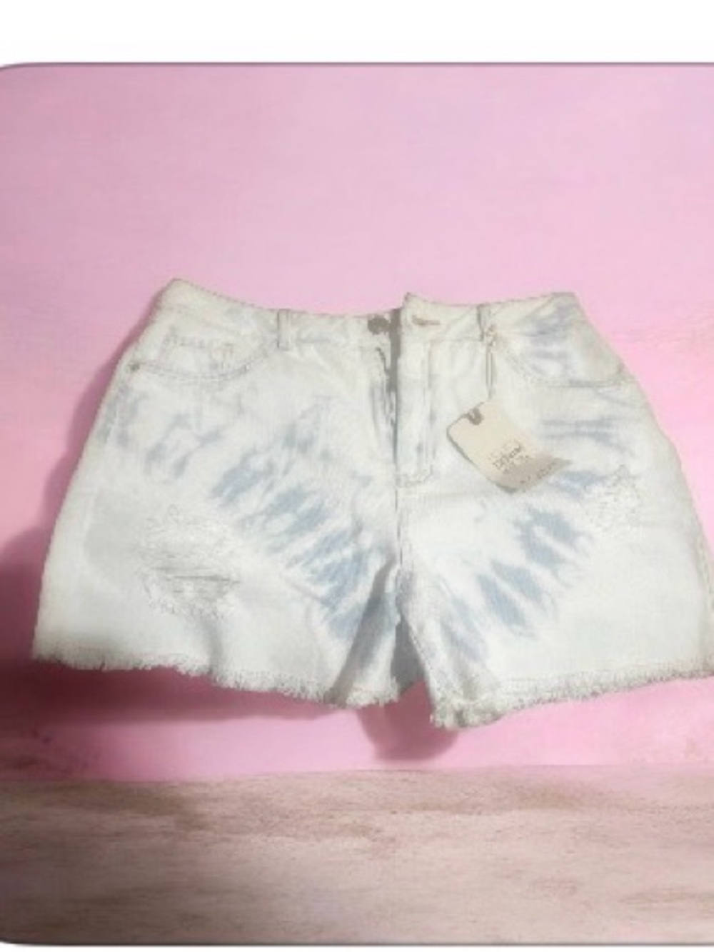 Studio f  Denim Shorts with Light Blue Tie-Dye